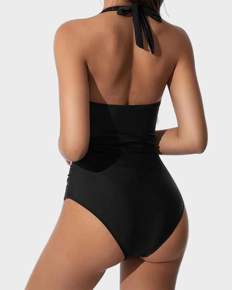 V Neck One Piece Tummy Control Push Up Swimwear - Sculpté