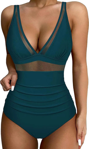 One-piece Mesh Tummy Control Swimsuit - Sculpté