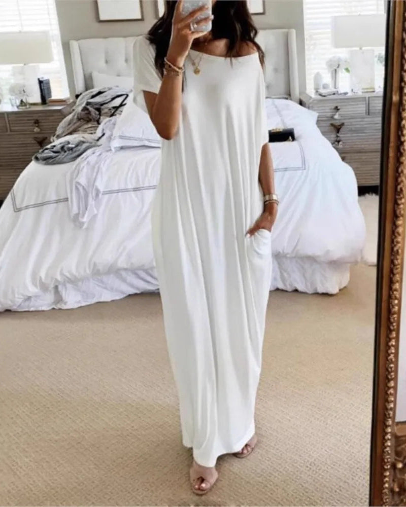 Off-Shoulder Sleeve Maxi Dress - Sculpté