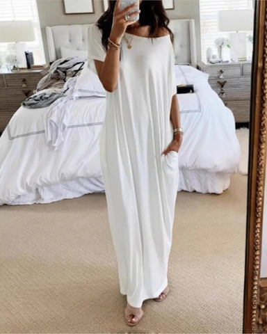 Off-Shoulder Sleeve Maxi Dress - Sculpté