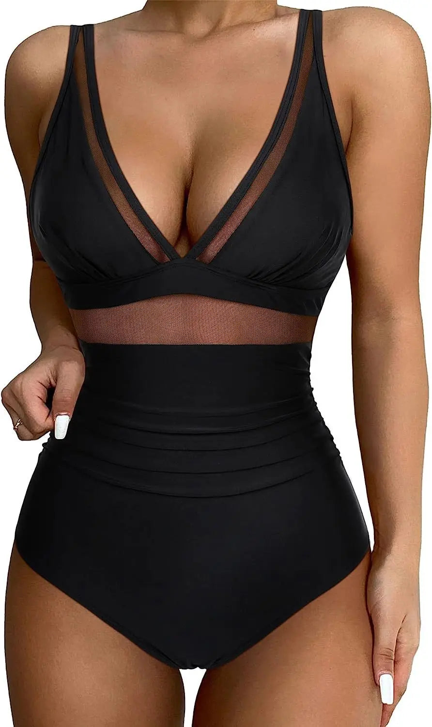 One-piece Mesh Tummy Control Swimsuit - Sculpté