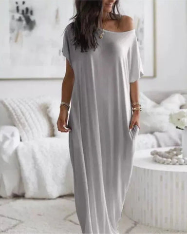 Off-Shoulder Sleeve Maxi Dress - Sculpté