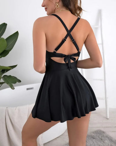 One Piece Tummy Control Cutout Swimdress - Sculpté