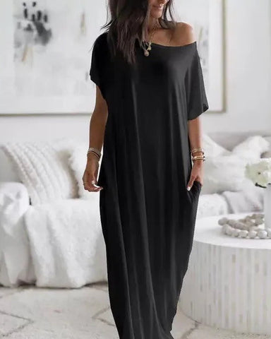 Off-Shoulder Sleeve Maxi Dress - Sculpté