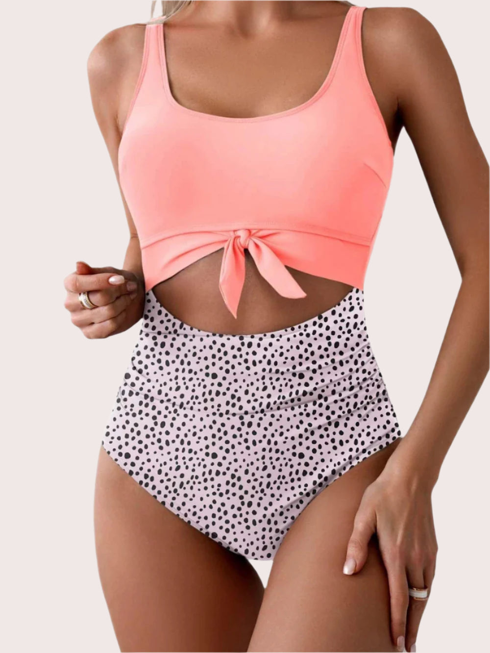 One Piece Tummy Control Cut Out Tie Knot Swimsuit - Sculpté