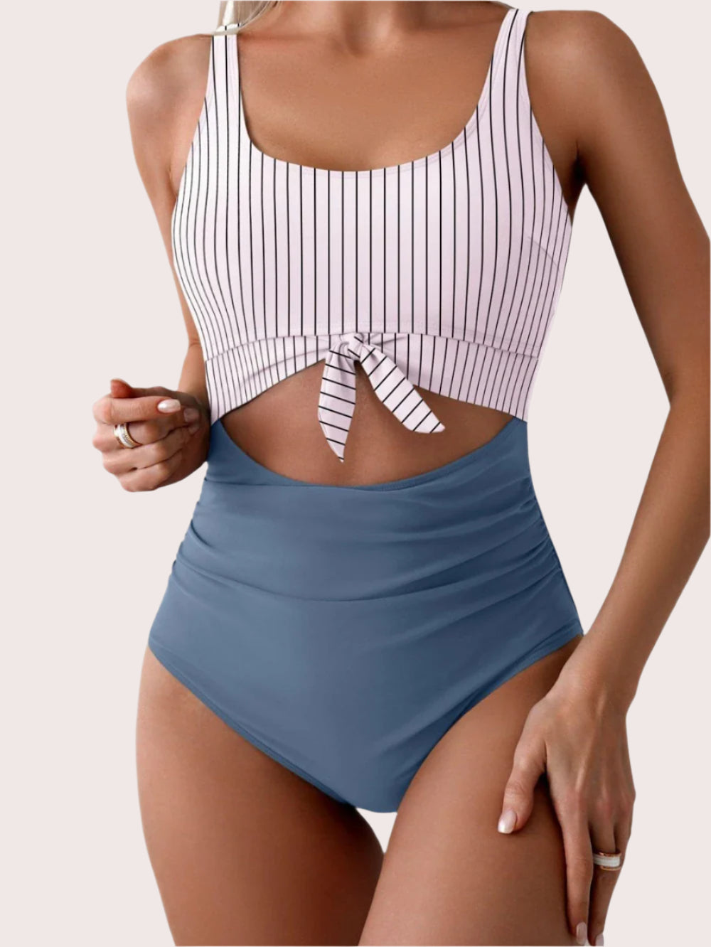 One Piece Tummy Control Cut Out Tie Knot Swimsuit - Sculpté