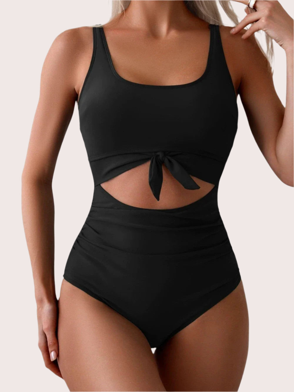 One Piece Tummy Control Cut Out Tie Knot Swimsuit - Sculpté