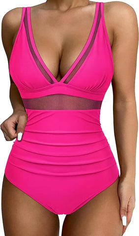 One-piece Mesh Tummy Control Swimsuit - Sculpté