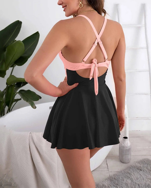 One Piece Tummy Control Cutout Swimdress - Sculpté