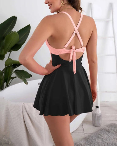 One Piece Tummy Control Cutout Swimdress - Sculpté