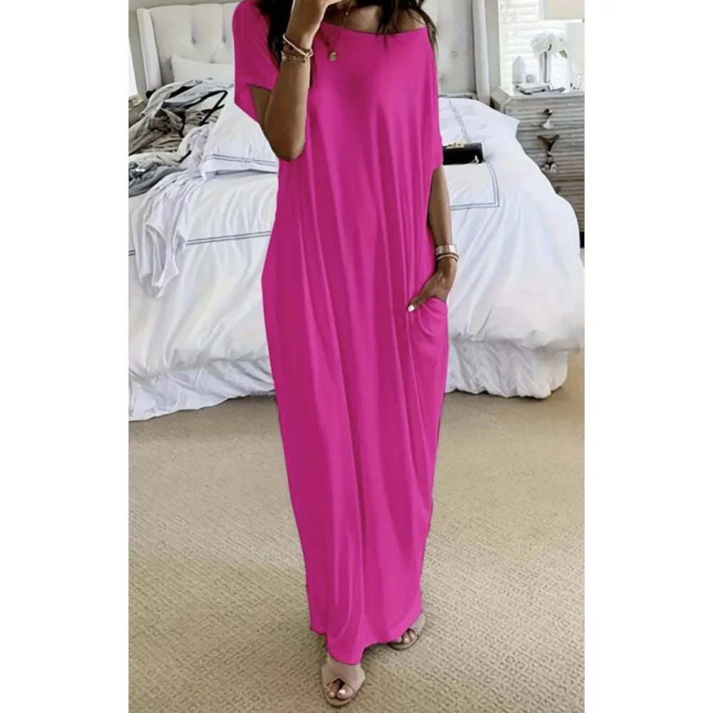 Off-Shoulder Sleeve Maxi Dress - Sculpté