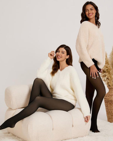 One-Seam Translucent Fleece Lined Tights