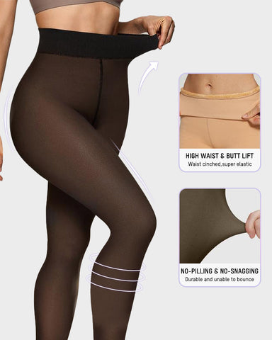 One-Seam Translucent Fleece Lined Tights