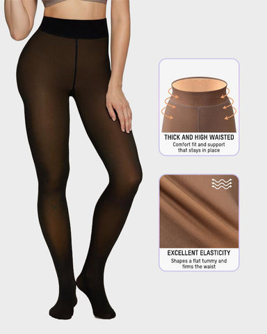 One-Seam Translucent Fleece Lined Tights