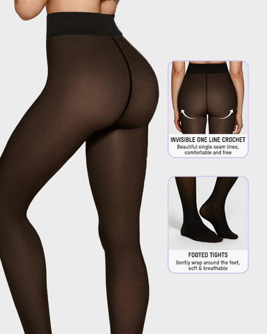 One-Seam Translucent Fleece Lined Tights