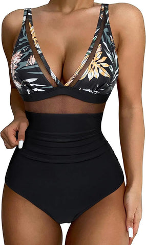 One-piece Mesh Tummy Control Swimsuit - Sculpté