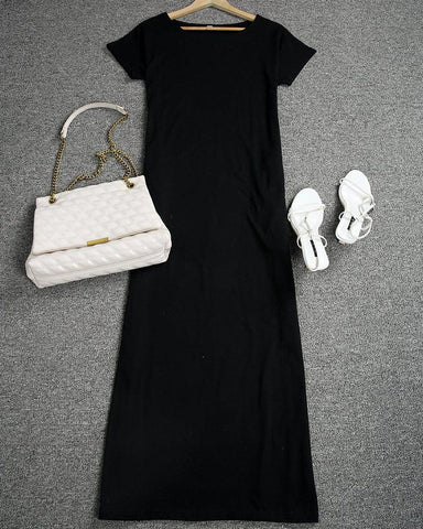 Off-Shoulder Sleeve Maxi Dress - Sculpté
