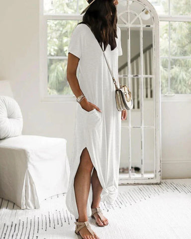 Off-Shoulder Sleeve Maxi Dress - Sculpté