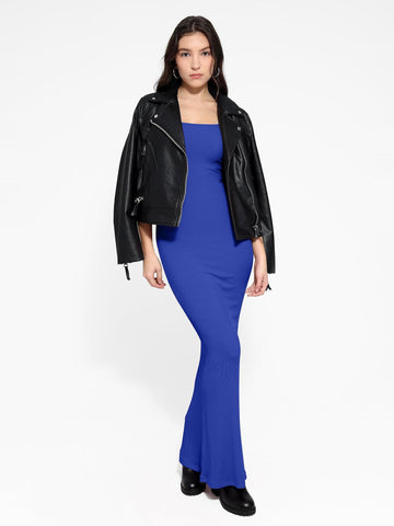 Two in One Long Sleeve U-Neck Slimming Maxi Dress