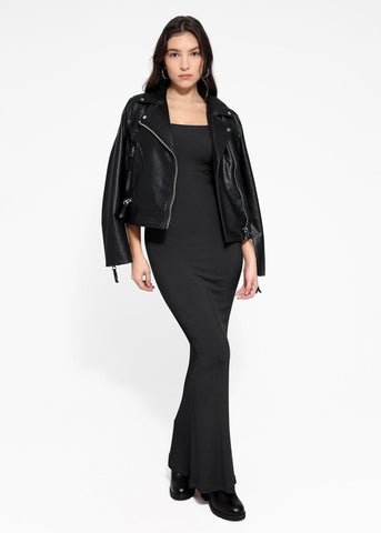 Two in One Long Sleeve U-Neck Slimming Maxi Dress