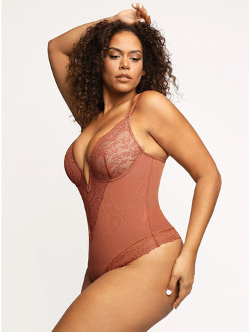 Shapewear Firm Control Smoothing Full Lace Thong Bodysuit