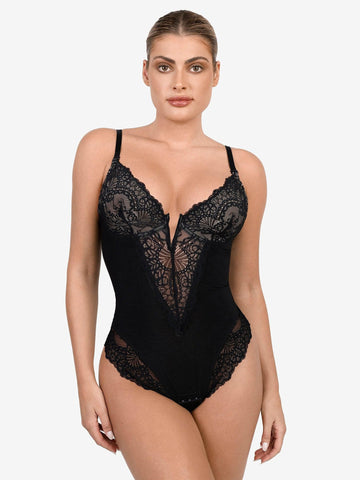 Shapewear Firm Control Smoothing Full Lace Thong Bodysuit
