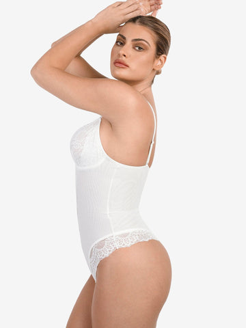 Shapewear Firm Control Smoothing Full Lace Thong Bodysuit