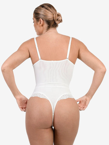 Shapewear Firm Control Smoothing Full Lace Thong Bodysuit
