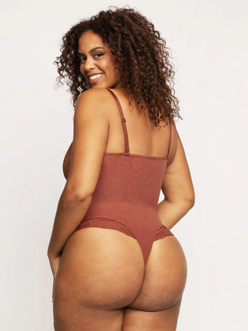 Shapewear Firm Control Smoothing Full Lace Thong Bodysuit