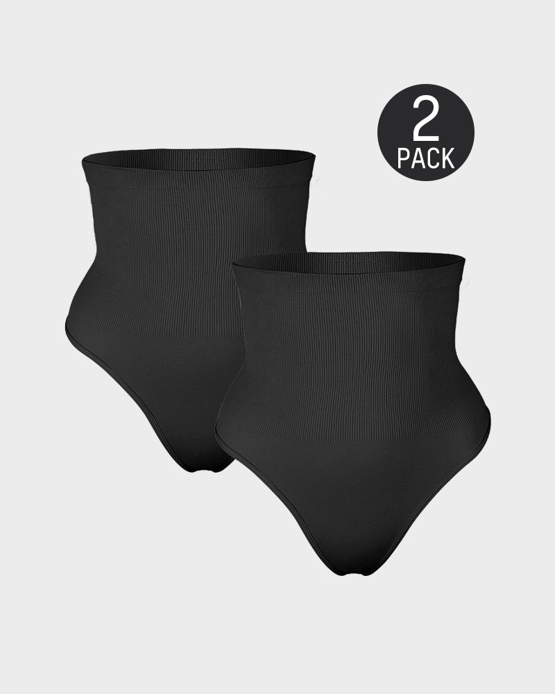High-Waist Tummy Control Thong 2-Pack — No-Show, All-Day Comfort Sculpté
