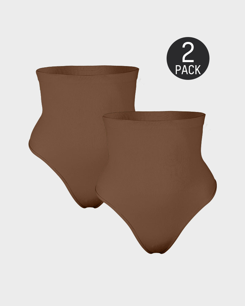 High-Waist Tummy Control Thong 2-Pack — No-Show, All-Day Comfort Sculpté