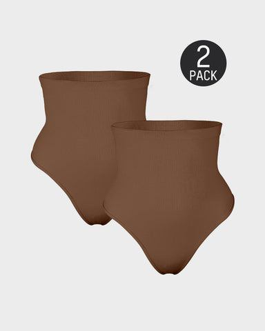 High-Waist Tummy Control Thong 2-Pack — No-Show, All-Day Comfort Sculpté