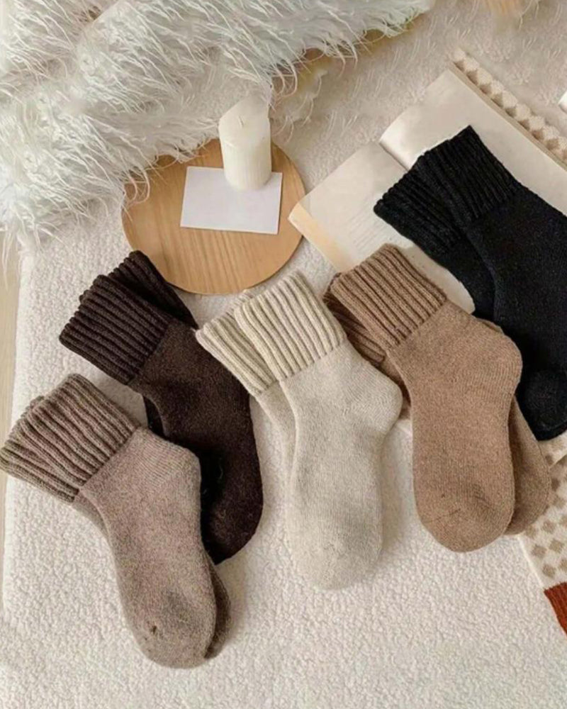 Ribbed Fleece-Lined Crew Socks — Warm, Cozy & Anti-Slip Sculpté
