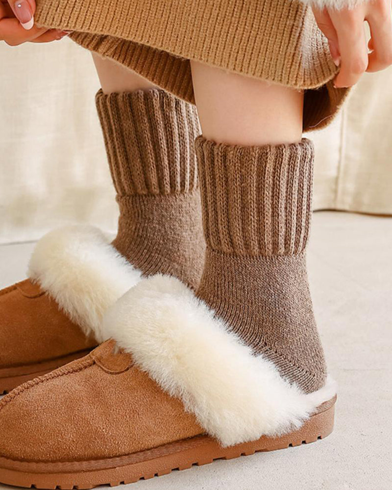 Ribbed Fleece-Lined Crew Socks — Warm, Cozy & Anti-Slip Sculpté