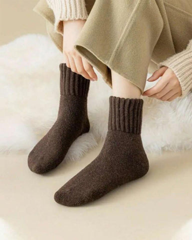 Ribbed Fleece-Lined Crew Socks — Warm, Cozy & Anti-Slip Sculpté