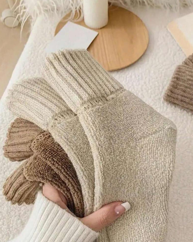 Ribbed Fleece-Lined Crew Socks — Warm, Cozy & Anti-Slip Sculpté